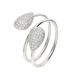 Sterling Silver Size 7 Pear Shaped Wrap Around Ring with CZ